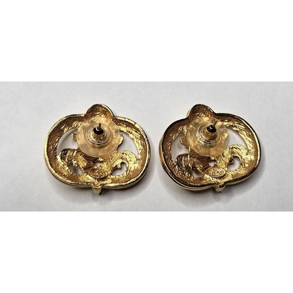 Vintage Givenchy Gold Tone Stud Earrings - Picture 2 of 4